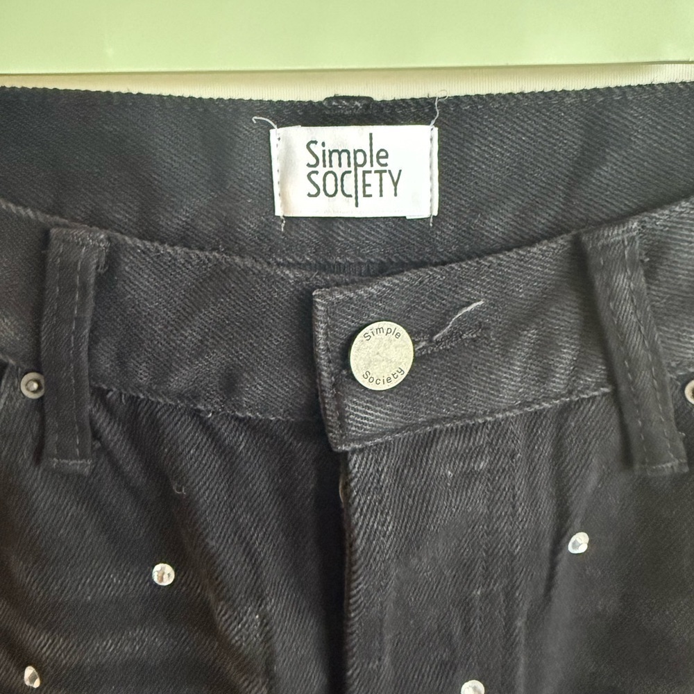 Simple Society rhinestone studded black jeans • Women’s size 9/29 - Picture 2 of 9